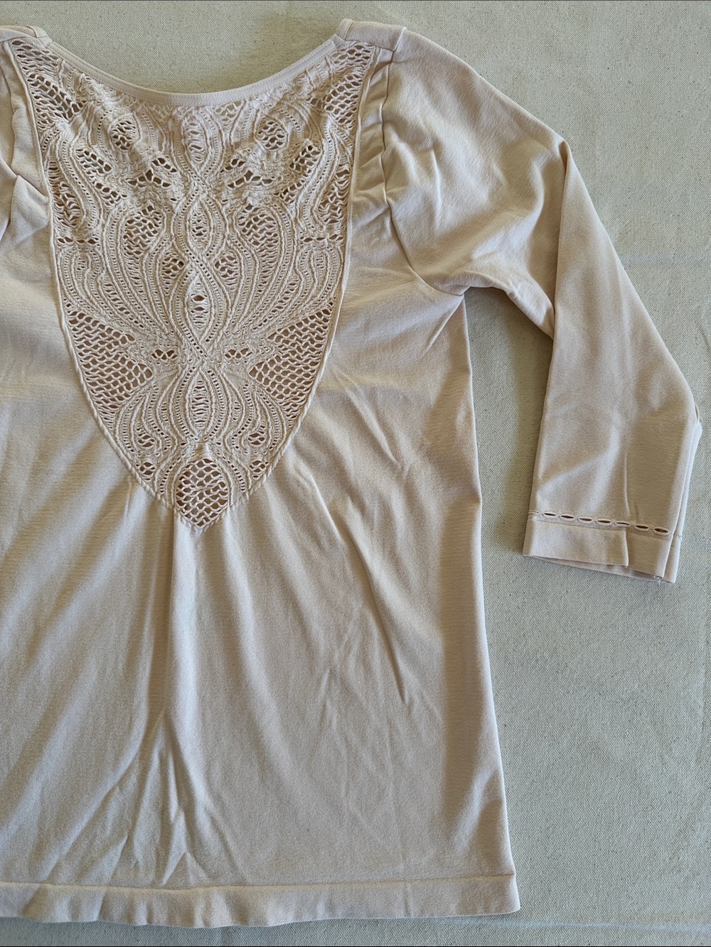 Lace Scoop Neck Women’s Nylon Top in Light Blush